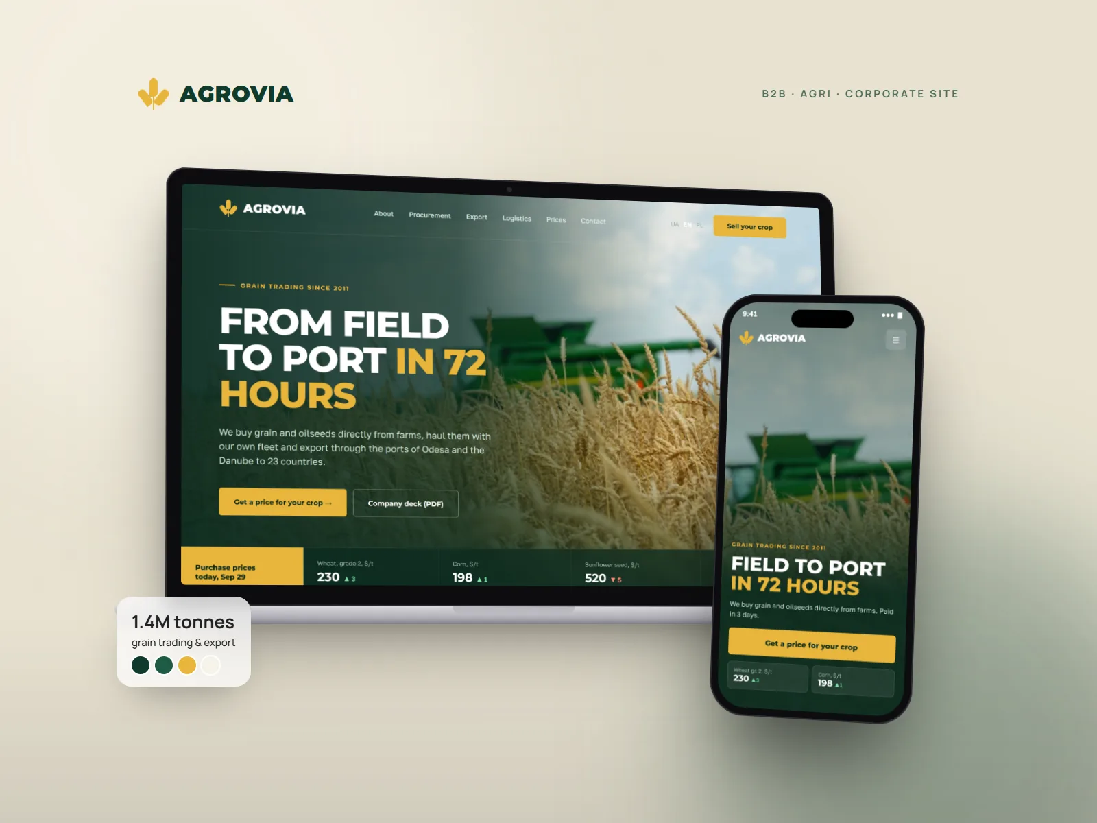 Agrovia — Grain trading company website