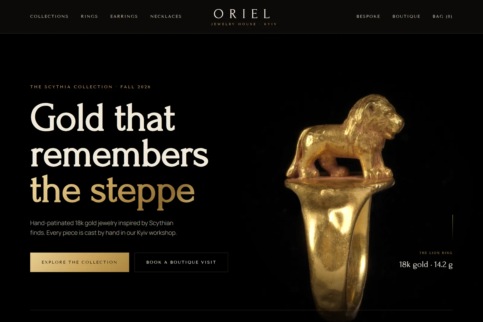 ORIEL — Premium landing page for a jewelry house